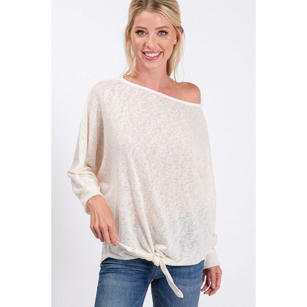 3 Cream One Should Tie Detail Long Sleeve Tops